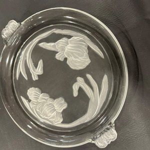 Etched crystal serving dish
